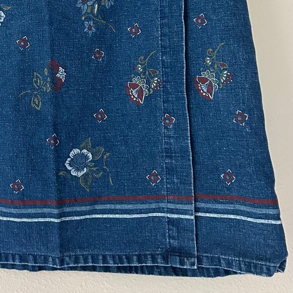 Requirements Denim wrap skirt with flowers Cottagecore boho bohemian casual - Picture 3 of 9